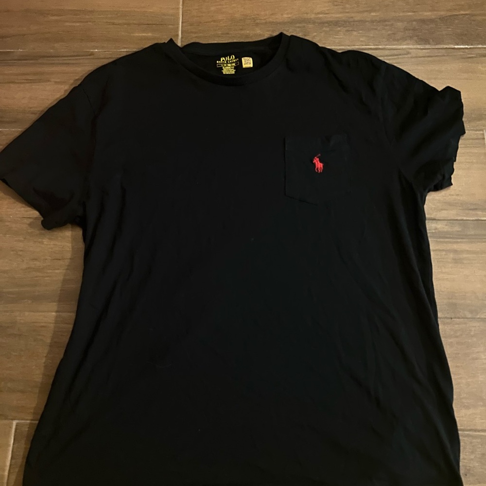 Polo by Ralph Lauren Men's Black T-Shirt with Red Logo